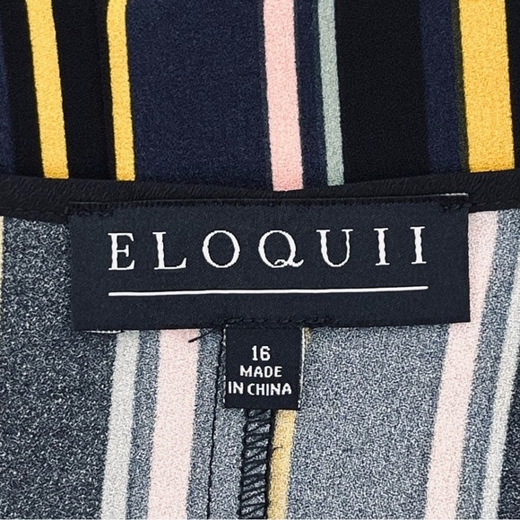 Eloquii Multicolor Striped Scoop Neck Asymmetrical Knit Dress Size 16 - Picture 7 of 8